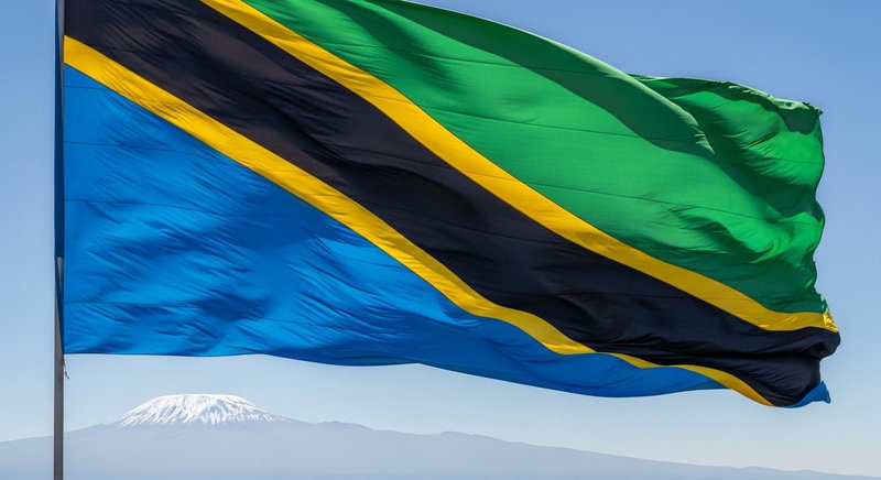 Quốc kỳ Tanzania độc đáo với thiết kế chia chéo màu đen viền vàng