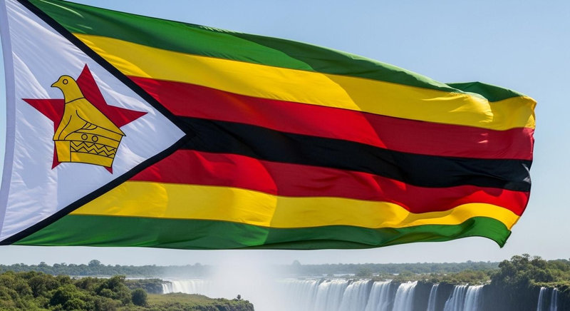 Quốc kỳ Zimbabwe mang biểu tượng chú chim bằng đá cẩm thạch truyền thống