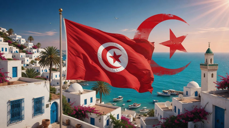 Sắc đỏ rực rỡ mang đậm dấu ấn Ottoman cổ kính trên lá cờ Tunisia khẳng định chủ quyền độc lập của quốc gia Bắc Phi