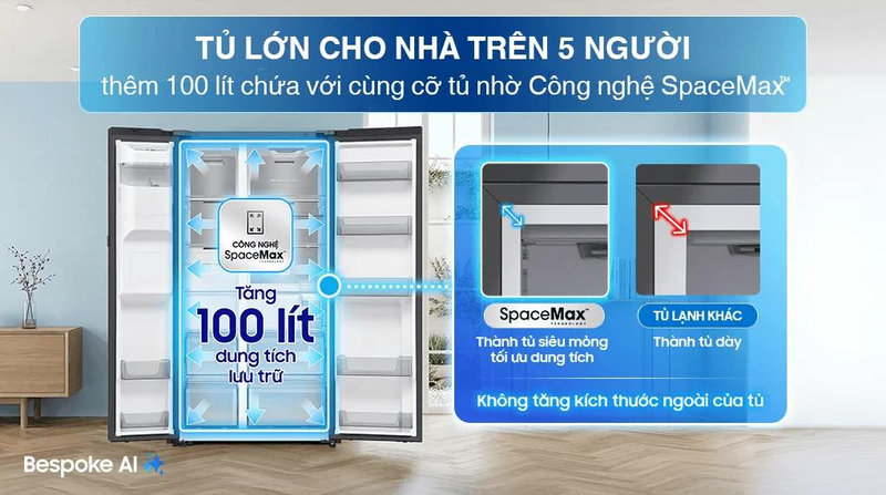 Samsung Side by Side có khoang chứa đồ rộng rãi