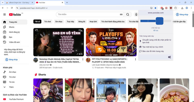 Sử dụng uBlock Origin Lite giúp chặn quảng cáo mà không gây nặng máy