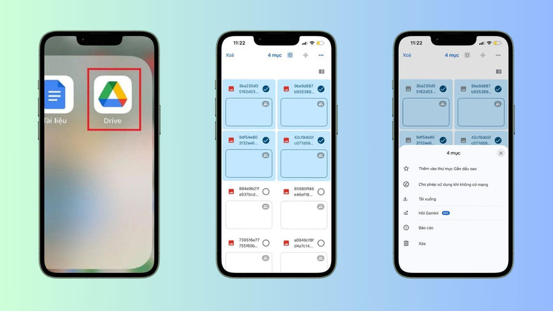 Có thể lưu nhiều ảnh từ Drive dưới dạng tệp qua ứng dụng Tệp trên iPhone