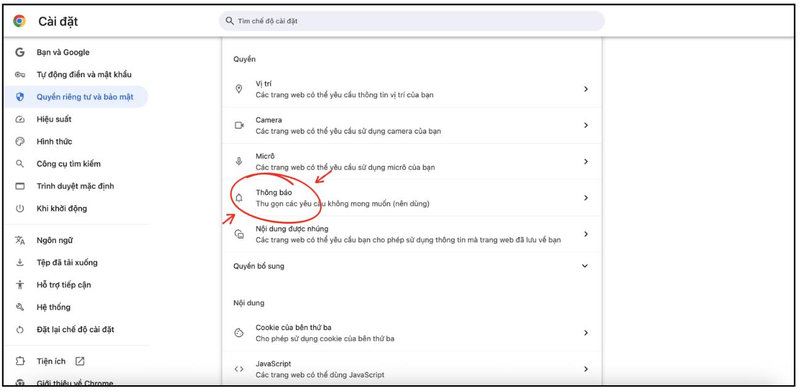 tắt thông báo Google Chrome