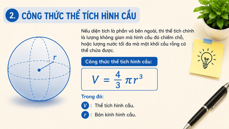 Thể tích hình cầu tăng rất nhanh khi bán kính tăng