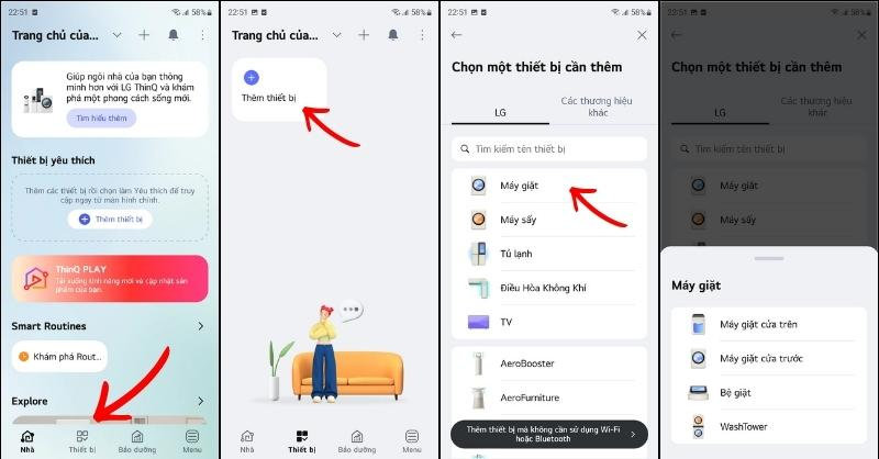 Thêm máy giặt vào ứng dụng LG ThinQ