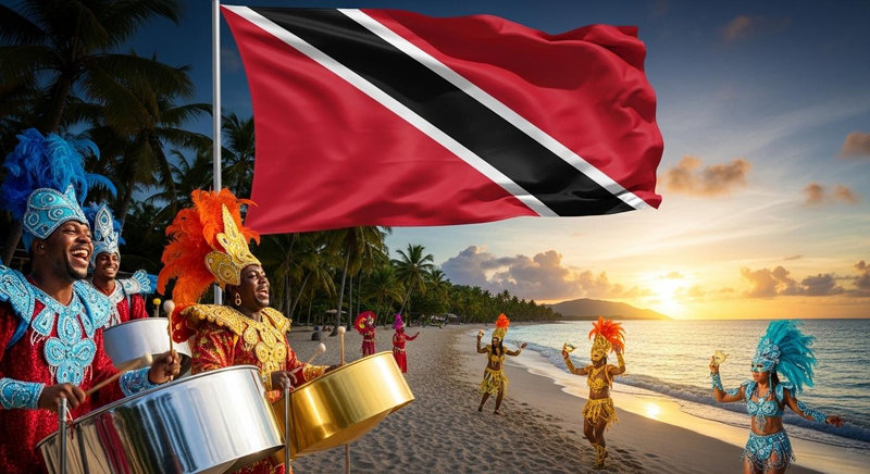 Thiết kế sọc chéo độc lạ và mạnh mẽ của quốc kỳ Trinidad và Tobago