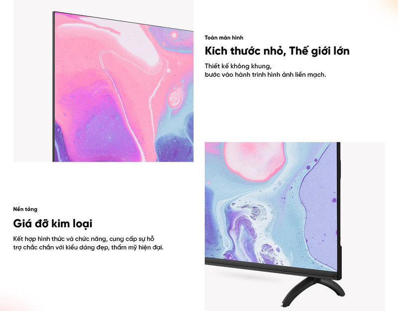Thiết kế tràn viền của tivi Coocaa 43 inch giúp mở rộng không gian hiển thị tối đa