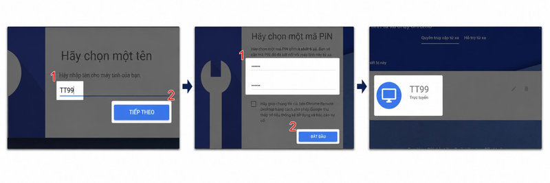 Thực hiện thiết lập tương ứng với máy tính