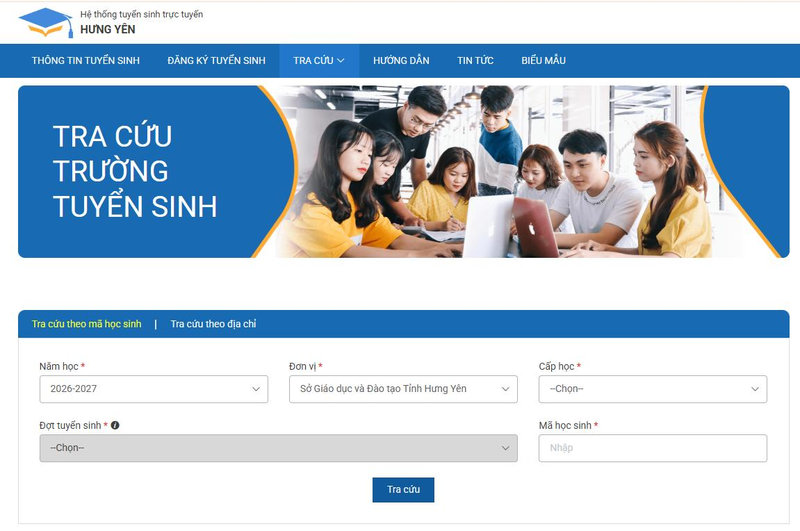 Thực hiện tra cứu điểm trên trang web của Sở