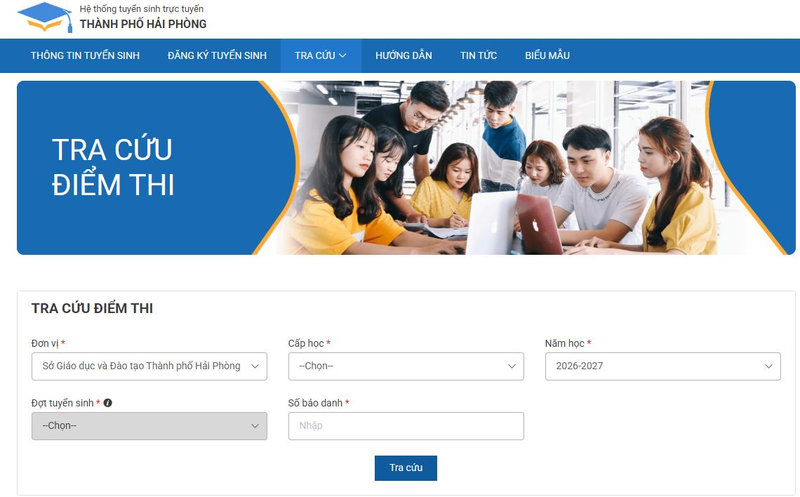 Thực hiện trang cứu điểm thi vào 10 trên trang web của Sở