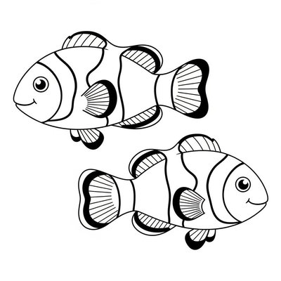 Cá hề Nemo đáng yêu với sọc trắng cam giúp bé luyện tô màu tương phản