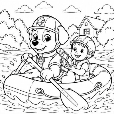 Chó cứu hộ trên núi giúp bé luyện tô cảnh hoang dã kết hợp với nhân vật