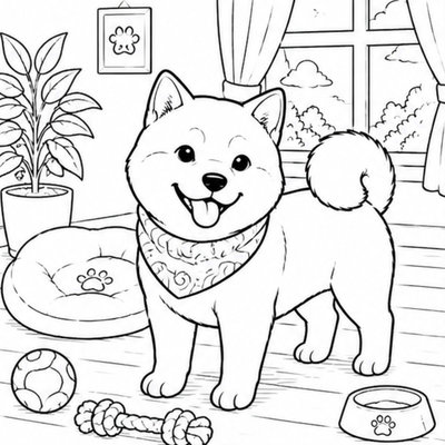 Biểu cảm Shiba Inu giúp bé học tô màu thể hiện tính cách và cảm xúc nhân vật