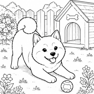 Shiba trong thành phố giúp bé học tô nhân vật kết hợp môi trường đô thị hiện đại