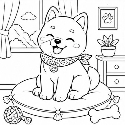 Shiba giữa lá thu đỏ giúp bé học phối màu ấm tông cam đỏ nâu hài hòa