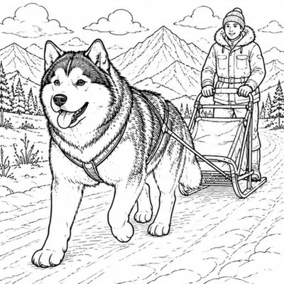Alaska kéo xe giúp bé hiểu văn hóa vùng lạnh và luyện tô màu theo chủ đề