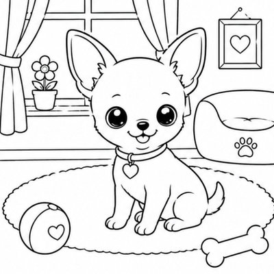 Chihuahua nhỏ giúp bé luyện tô màu trong vùng hẹp với độ chính xác cao