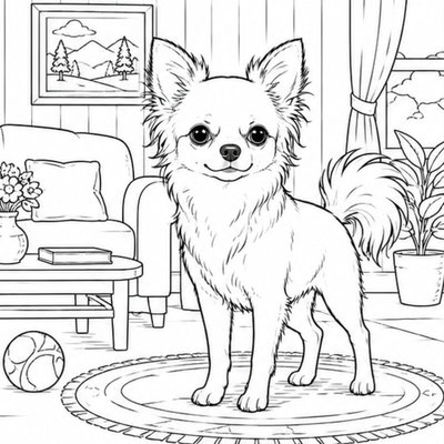 Chihuahua lông dài giúp bé học tô theo chiều lông tạo hiệu ứng bồng bềnh