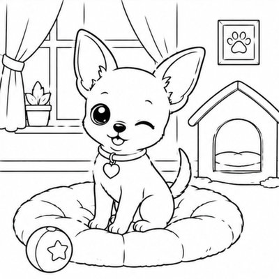 Chihuahua bên túi xách giúp bé luyện tô hai vật thể khác nhau cùng một tranh