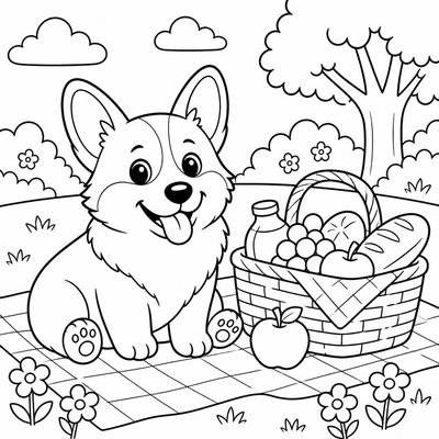 Lông vàng cam Corgi giúp bé luyện pha màu nâu sáng và cam nhạt tinh tế