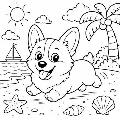 Lông ấm áp của Corgi giúp bé khám phá bảng màu vàng và cam trong hội họa