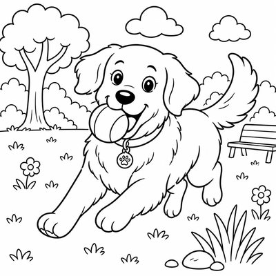 Golden hiền lành giúp bé nuôi dưỡng tình yêu động vật và luyện tô màu vàng kim