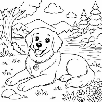 Mắt hiền từ của Golden Retriever giúp bé luyện tô chi tiết biểu cảm nhân vật