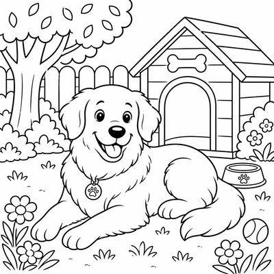 Golden bên thảm cỏ xanh giúp bé luyện phối màu ấm và lạnh tương phản hài hòa