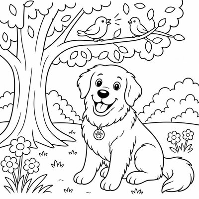 Golden chạy giữa cánh đồng hoa giúp bé phối màu đa dạng tạo không gian rộng