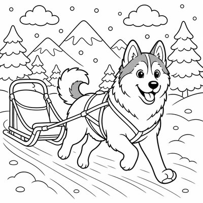 Bộ lông hai màu Husky giúp bé luyện kỹ thuật phân vùng màu sắc rõ ràng