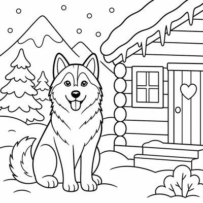Nét mặt tinh nghịch của Husky giúp bé thể hiện cảm xúc qua phối màu