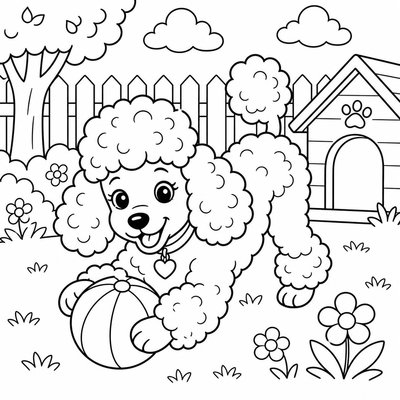 Kiểu tỉa đặc biệt của Poodle giúp bé học phân vùng màu theo các khối tròn