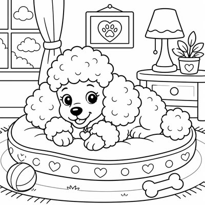 Chiếc nơ trên đầu Poodle giúp bé luyện độ chính xác tô trong không gian hẹp