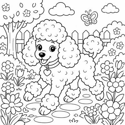 Lông bồng Poodle trắng giúp bé học dùng màu nhạt tạo hiệu ứng mềm mại