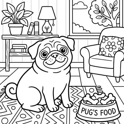 Mắt to tròn của Pug giúp bé luyện tô chi tiết nhỏ với độ chính xác cao