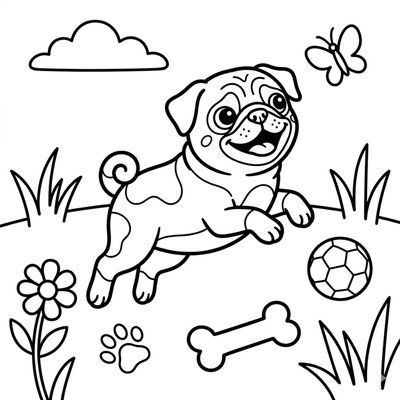 Nếp gấp da Pug dạy bé dùng màu đậm nhạt mô tả chiều sâu bề mặt trong tranh
