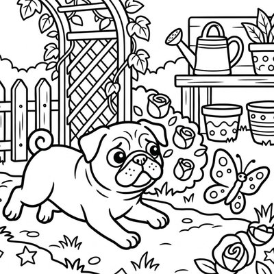 Lông ngắn mịn Pug giúp bé luyện tô màu đều mượt mà không để lộ vệt bút