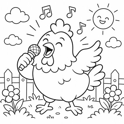 Gà hoạt hình đang nhảy giúp bé thể hiện sự vui vẻ qua màu sắc tươi sáng