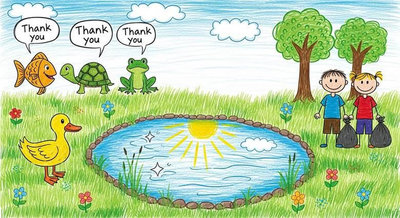 Các loài thủy sinh như cá rùa ếch nói Thank You vì con người đã dọn sạch hồ cho chúng sống