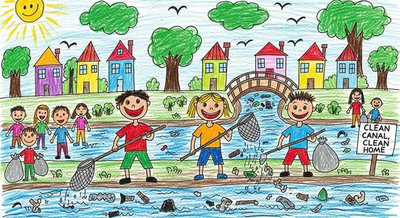 Cộng đồng dọn rác trên kênh đô thị với biển Clean Canal Clean Home hướng tới kênh sạch nhà đẹp