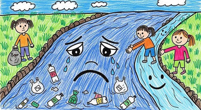 Dòng sông buồn khóc vì rác thải ô nhiễm nhưng tươi vui trở lại khi được các bạn nhỏ chăm sóc