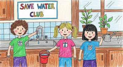 Thành viên Save Water Club cùng nhau thực hành khóa vòi và tiết kiệm nước trong sinh hoạt