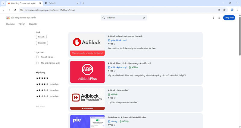 Tìm AdBlock