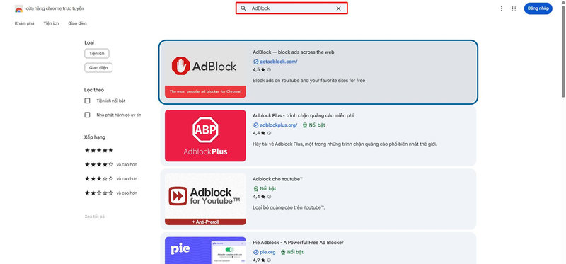 Tìm kiếm AdBlock