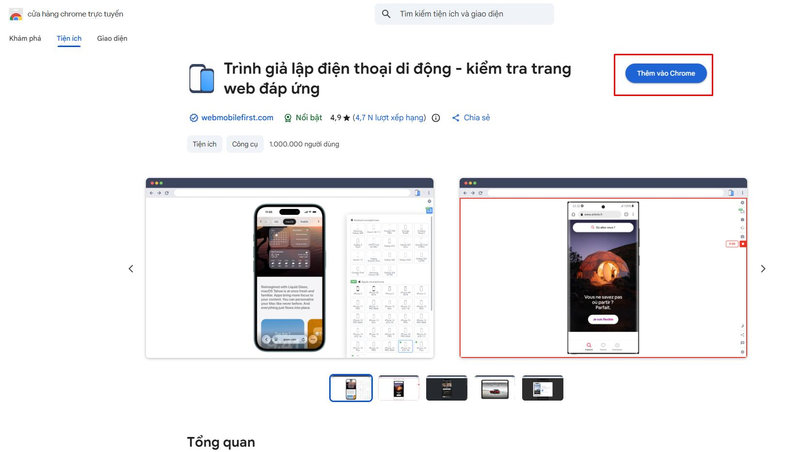 Tìm kiếm tiện ích Mobile Simulator