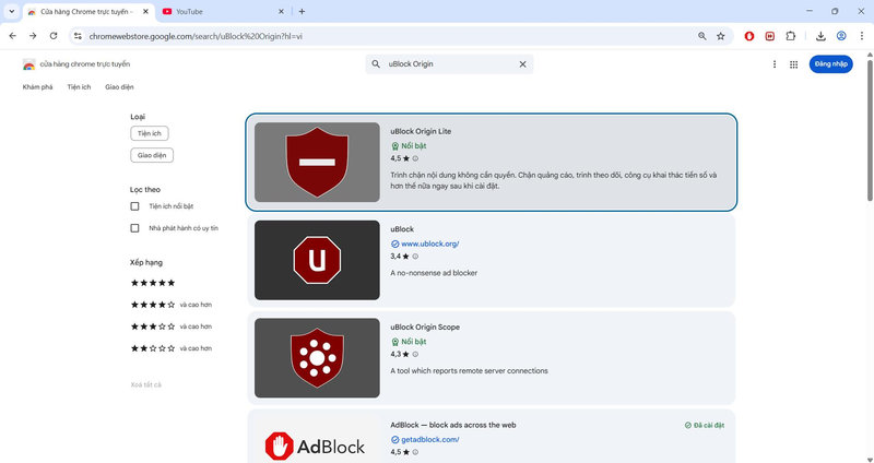 Tìm kiếm “uBlock Origin”