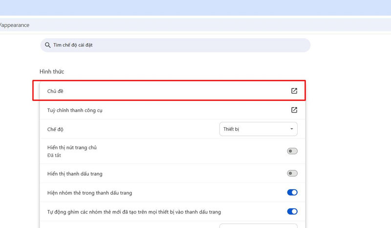 Tìm tới mục chủ đề