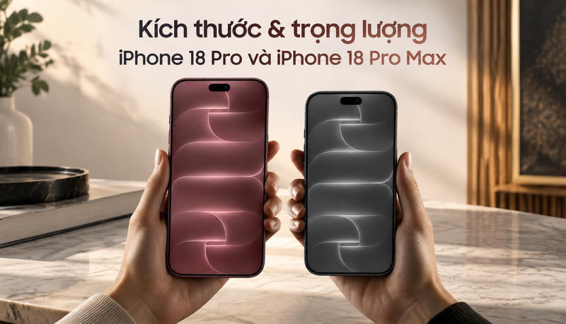 Kích thước và trọng lượng iPhone 18 Pro và iPhone 18 Pro Max