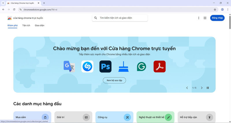 Truy cập vào cửa hàng Chrome trực tuyến