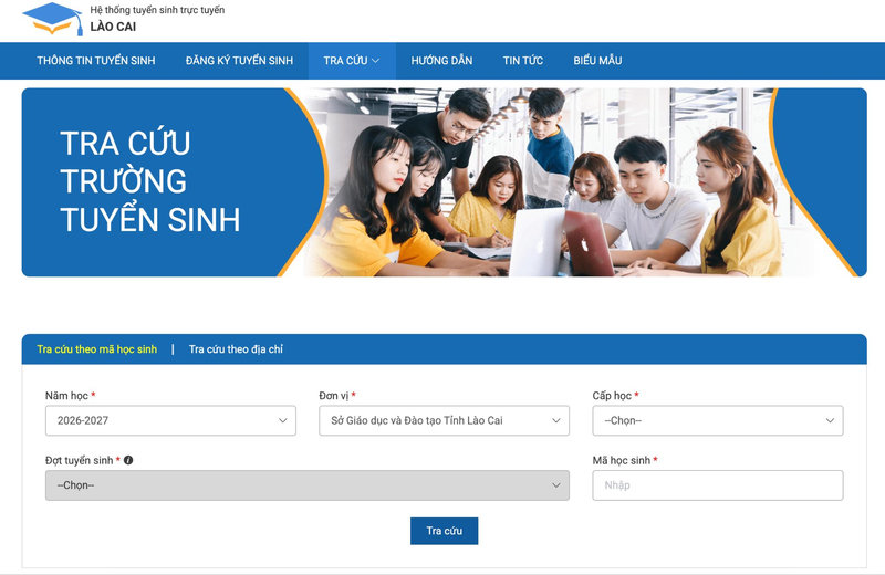 Truy cập vào hệ thống công bố điểm thi vào 10 của Sở